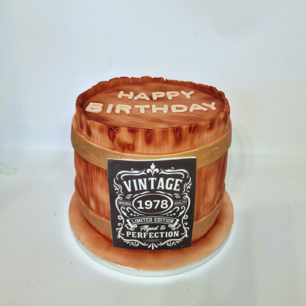 Whiskey barrel cake